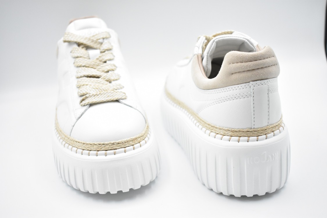 Hogan Laced Sneakers With Rope Detail In White