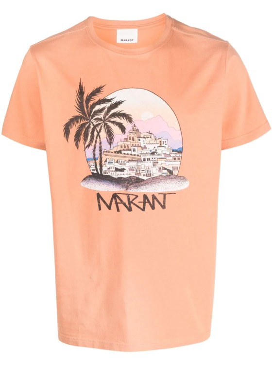 Shop Marant T-shirt Zafferh Printed Orange In Neutrals