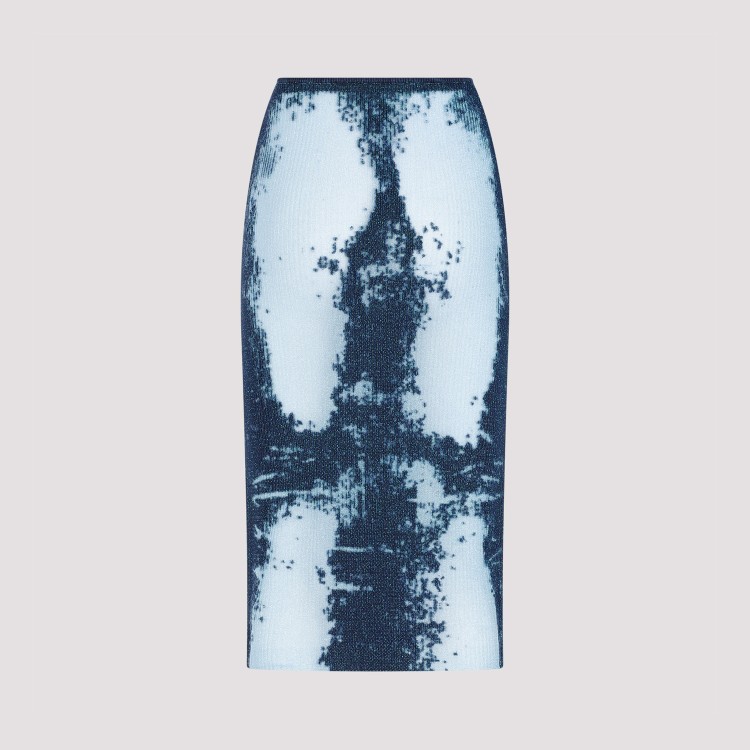 Diesel Blue Midi Skirt In Devor Metallic Knit In Blue