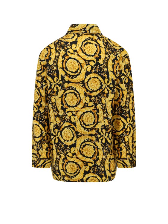 Shop Versace Silk Pajama Shirt With Barocco Motif In Yellow