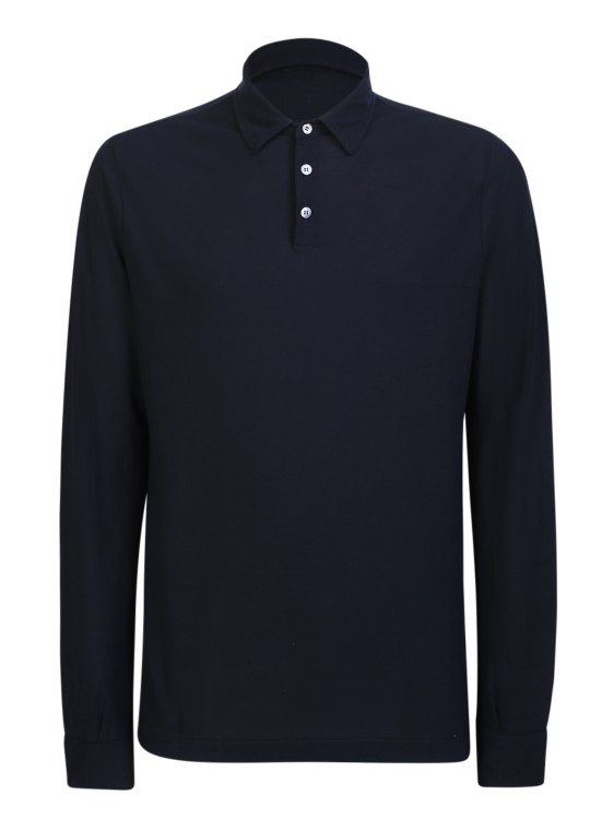 Zanone Blue Long-sleeved Polo Shirt In Black