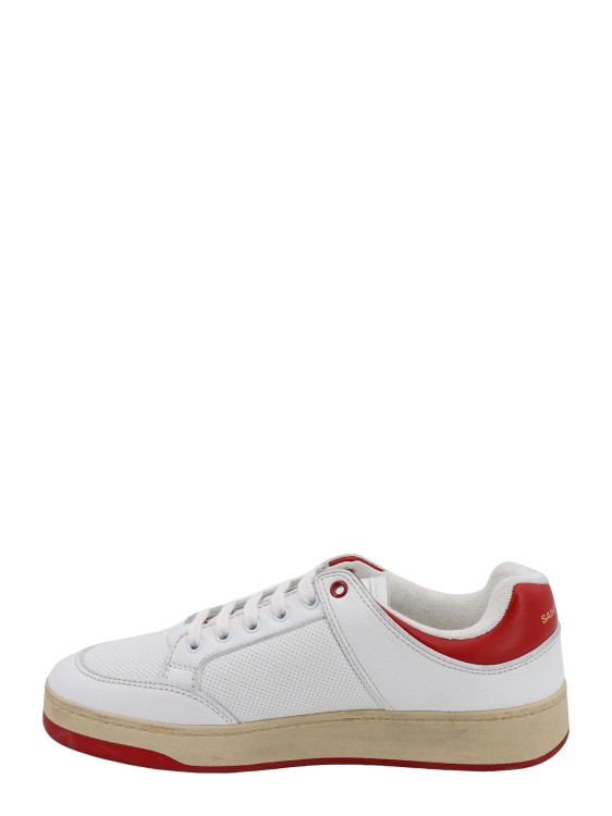 Shop Saint Laurent Perforated Leather Sneakers In White