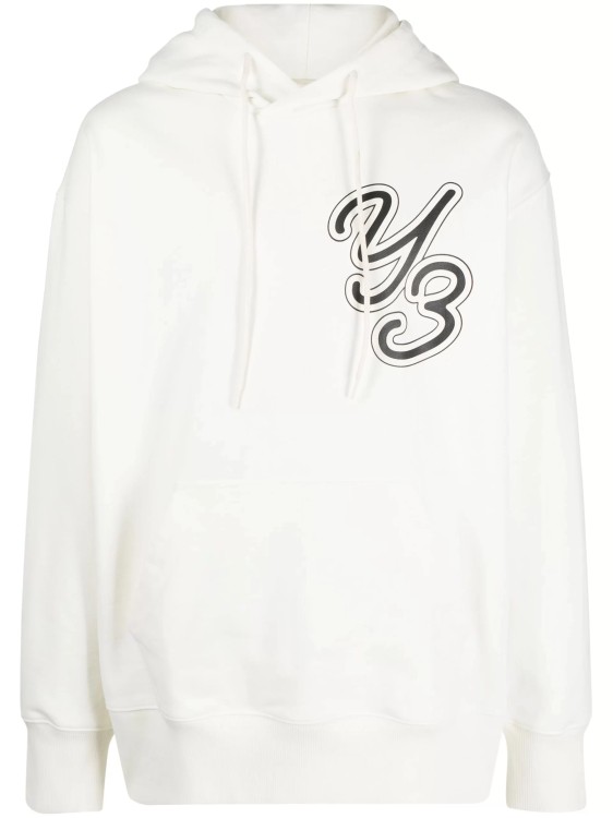 Y-3 White Logo-print Hoodie
