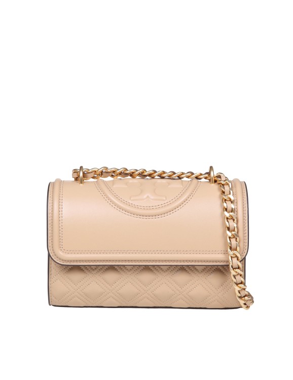 Shop Tory Burch Small Fleming Bag In Desert Color Leather In Neutrals