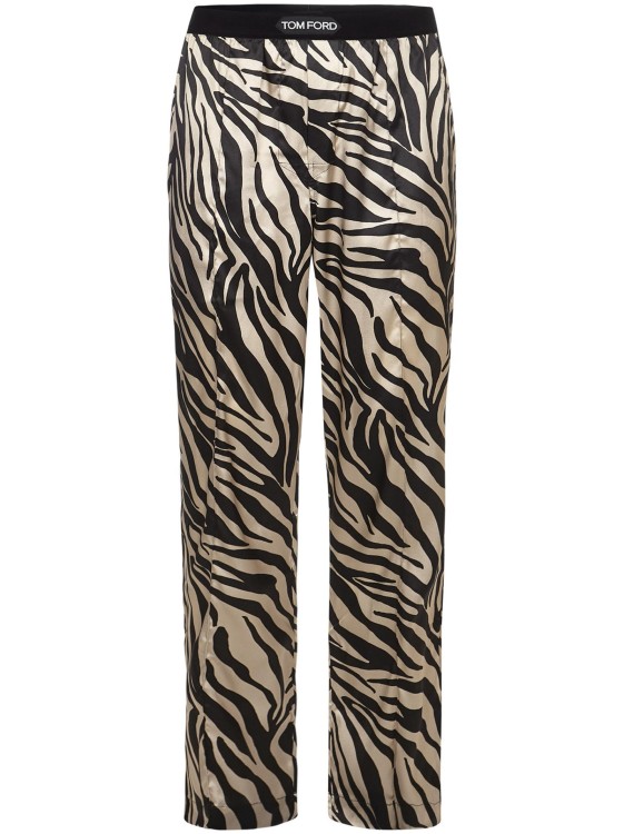 Tom Ford Black And Ivory Stretch Silk Pajama Pants In Grey