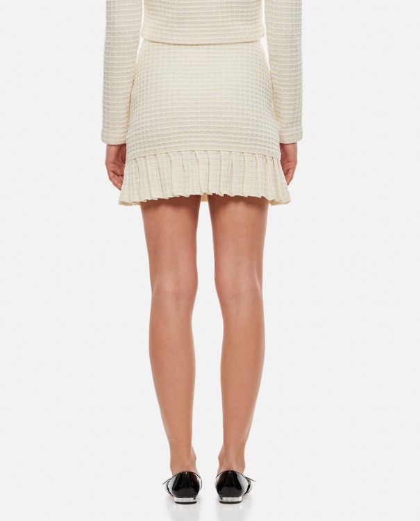 Shop Self-portrait Cream Textured Knit Mini Skirt In White