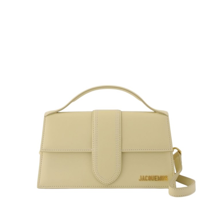 Shop Jacquemus Le Grand Bambino Bag In Beige Leather In Neutrals