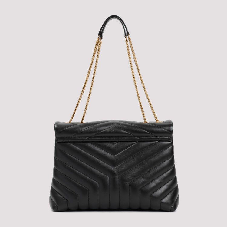 Shop Saint Laurent Black Leather Medium Loulou Chain Bag