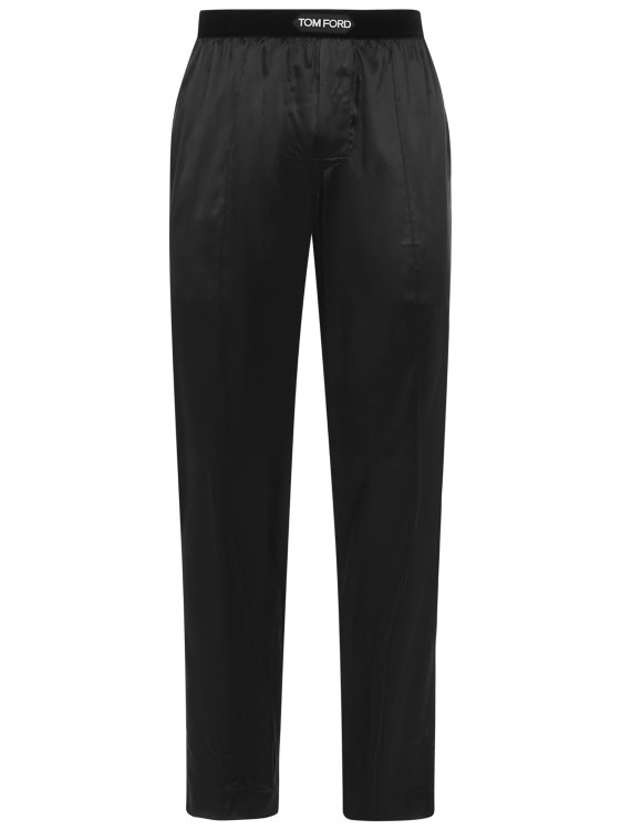 Tom Ford Dark Brown Silk Satin Pajama Pants In Black