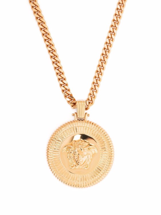 Shop Versace Bijoux Golden Necklace In White