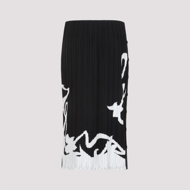 Shop Lanvin Black Pleated Long Skirt