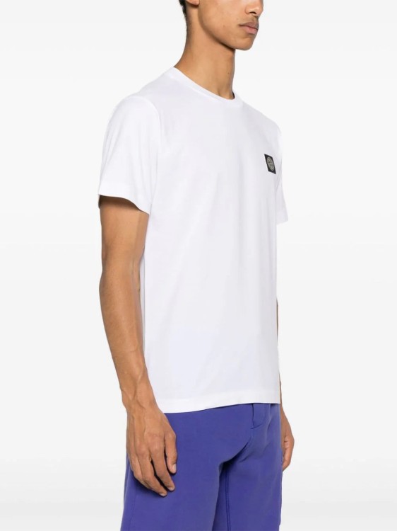 Shop Stone Island Compass-appliqué Cotton T-shirt In White