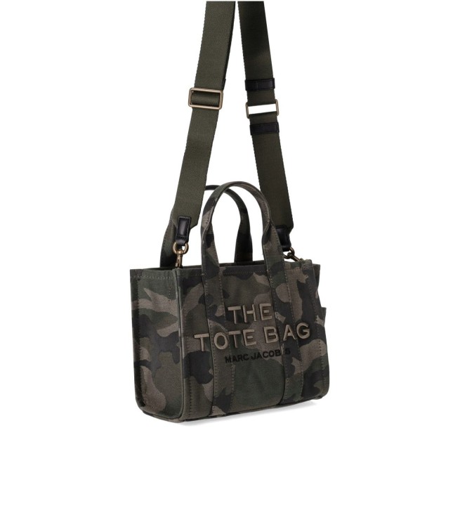 Shop Marc Jacobs The Camo Jacquard Small Tote Black Handbag In Grey