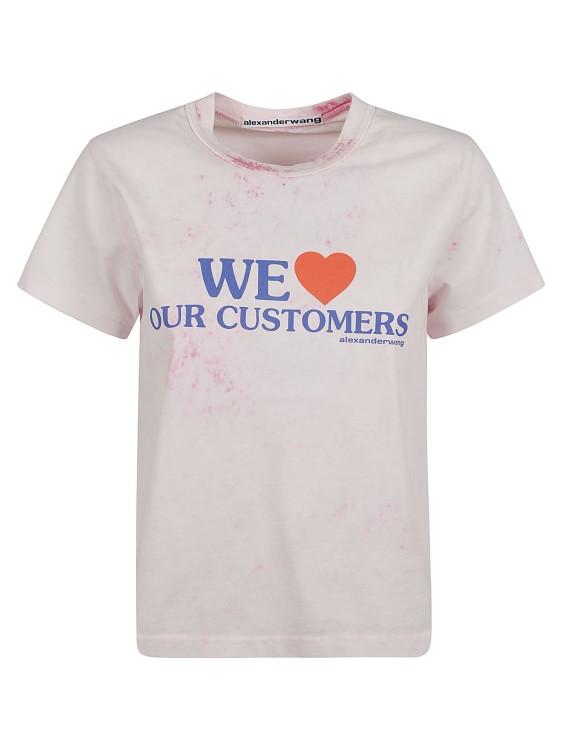 Shop Alexander Wang Light Pink T-shirt With Slogan Print In White