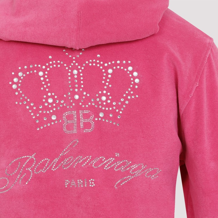 Balenciaga Women's Bb Motel Zip-up Hoodie Fitted In Dark Pink In Pink