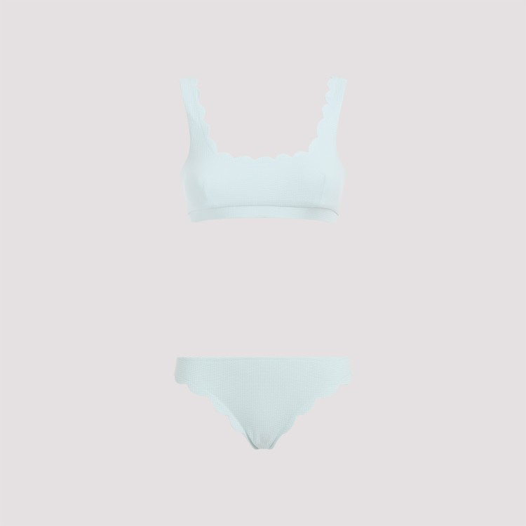 Shop Marysia Mini Palm Springs Top Broadway Bottom Light Blue Polyamide Bikini In White