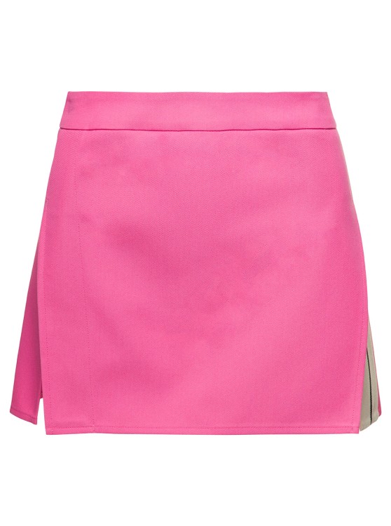 Shop Palm Angels Pink Mini-skirt With Double Split And Pocket In Cotton Blend
