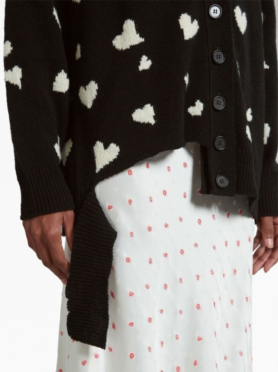 Shop Marni Heart-print V-neck Cardigan In Black