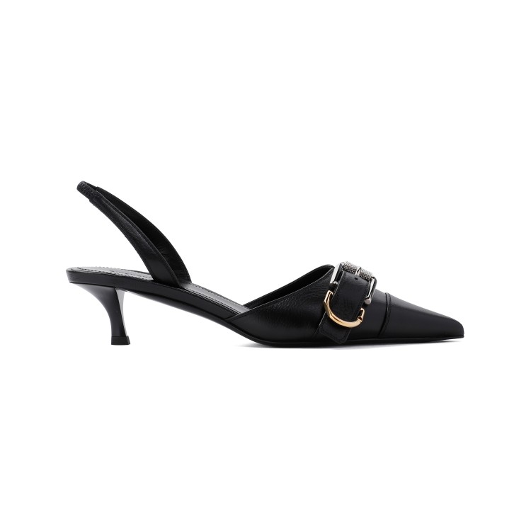 Shop Givenchy Voyou 45mm Slingback Black Bull Leather Sandals