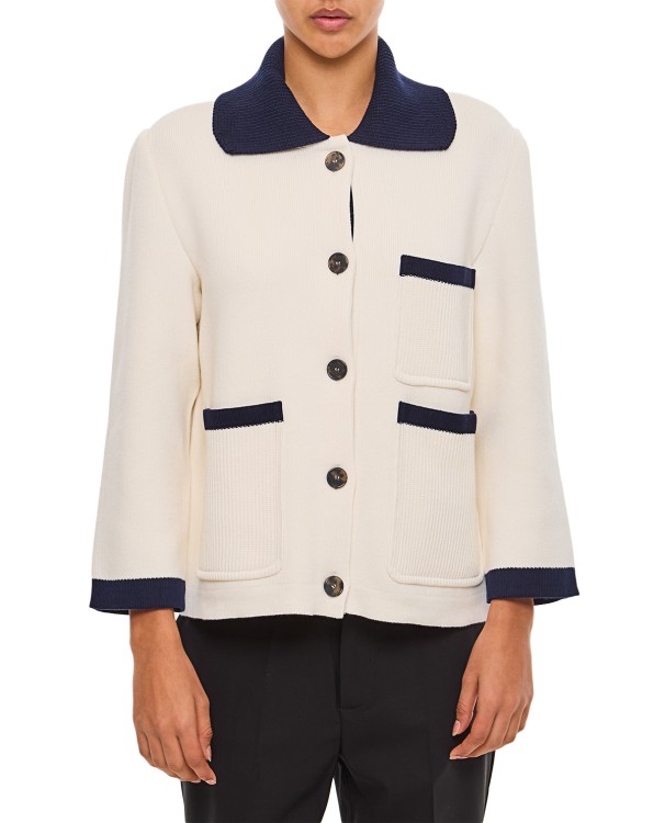 Shop Thom Browne Polo Collar Cotton And Cashmere Jacket In Neutrals