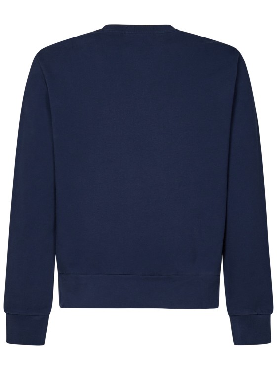Shop Polo Ralph Lauren Navy Blue Loopback Cotton Crewneck Sweatshirt In Black
