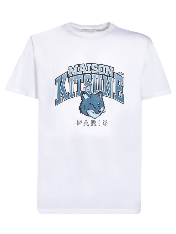 Shop Maison Kitsuné White Cotton Logo Print T-shirt