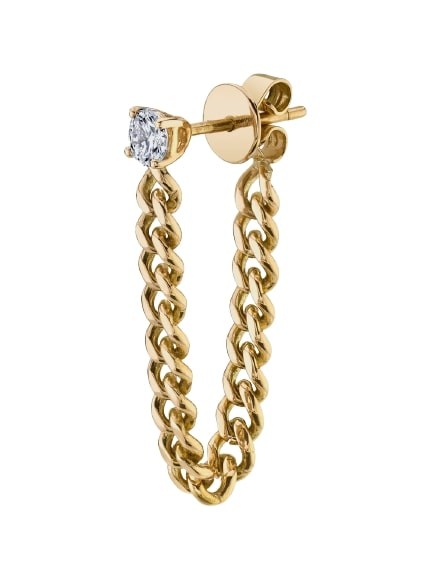 Anita Ko 18k Yellow Gold Single Cuban Link Loop Earring With Round Dia Stud In Not Applicable