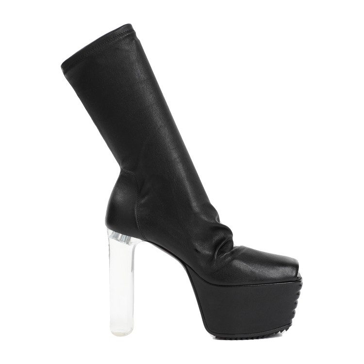 Rick Owens Grill Stretch Peeptoe Boots In Black