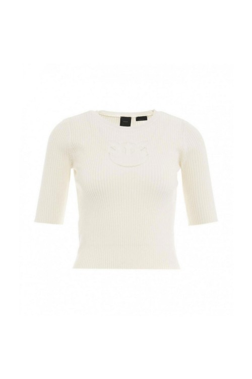 Pinko Short-sleeved Knitted Sweater In Neutrals
