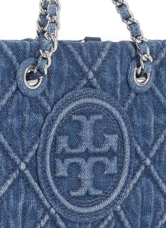 Shop Tory Burch Fleming Soft Denim Mini Bag In Blue