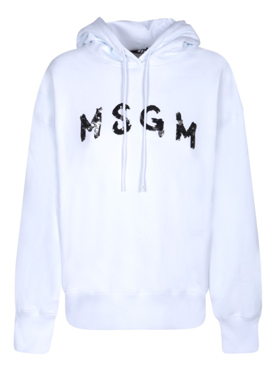 Msgm Logo-print French Cotton-terry Hoodie In White