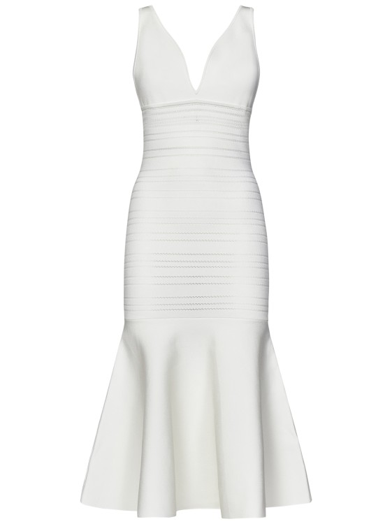 Shop Victoria Beckham Frame Detail Midi Dress In White