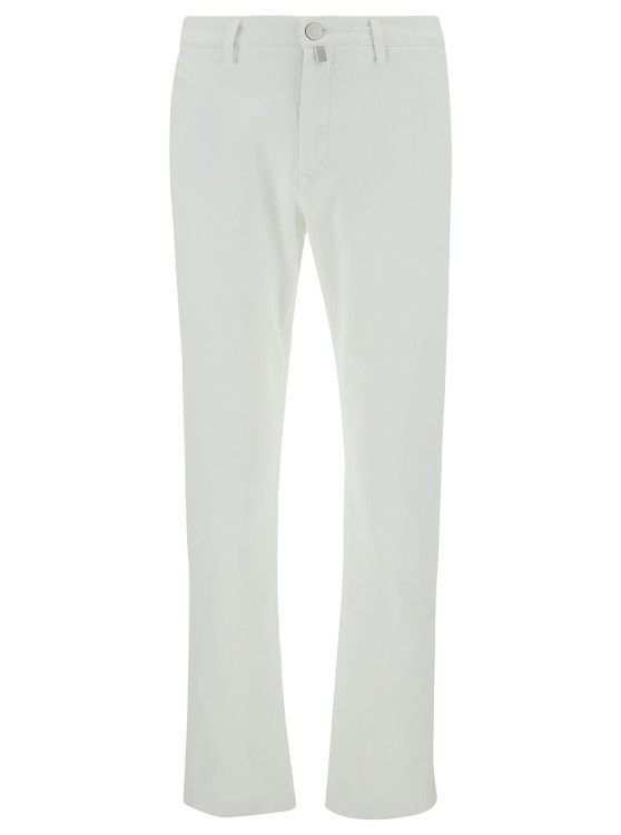 Shop Jacob Cohen Bobby' Slim White Pants With Logo Patch In Cotton