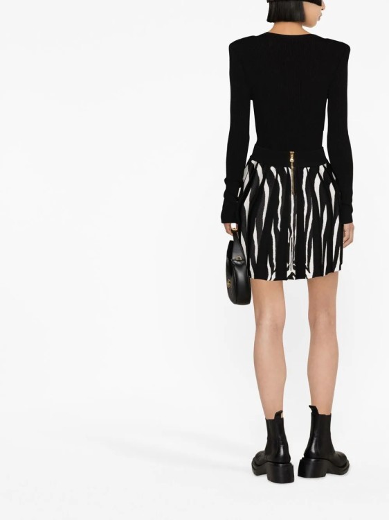 Shop Balmain White/black Zebra Jacquard Mini Skirt