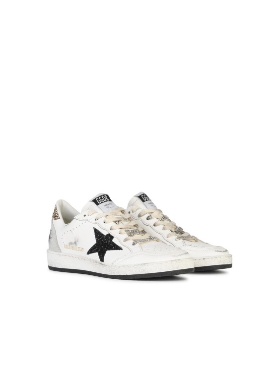 Golden Goose Ballstar Leather Upper And Toe Glitter Star And Heel Suede Spur Shoes In White