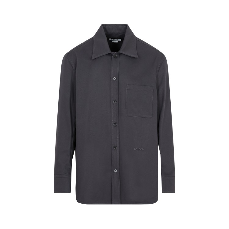 Shop Lanvin Twisted Cocoon Steel Cotton Overshirt In Grey