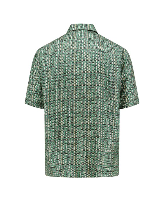 Shop Fendi Silk Shirt With Braided Ff Motif In Green