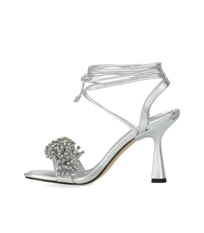 Shop Michael Kors Lucia Silver Heeled Sandal In White