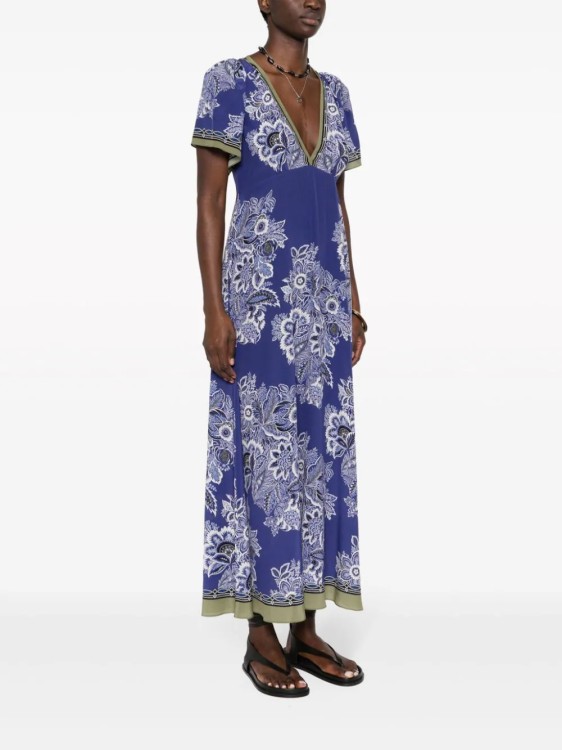 Shop Etro Multicolor Floral-print Maxi Dress In Blue