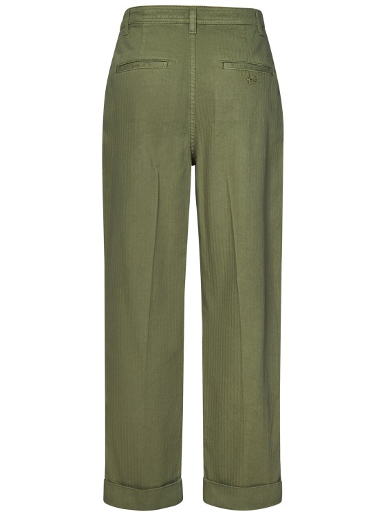 Shop Etro Cropped Chino Trousers In Olive Green