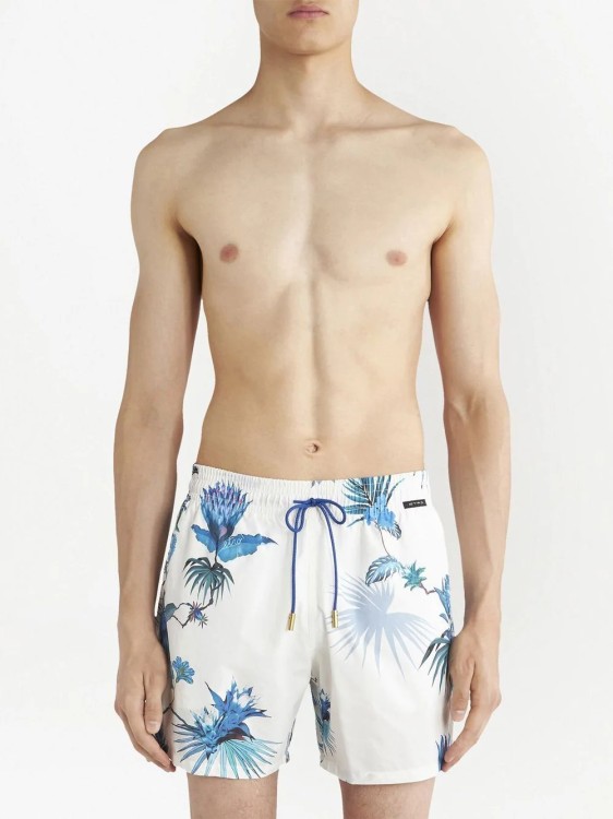 Shop Etro White Nylon Beach Shorts