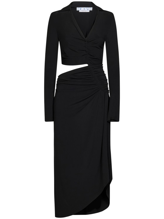 Off-white Cut-out Midi Dress Women In Black