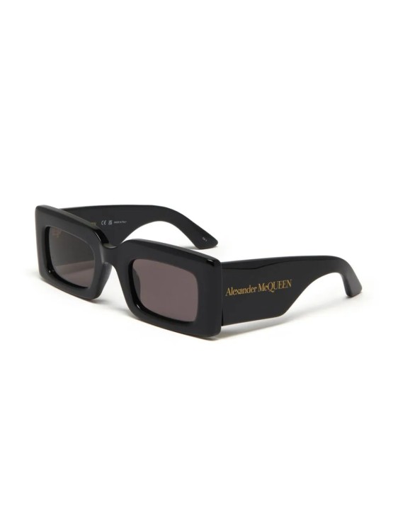Shop Alexander Mcqueen Black Bold Rectangular Sunglasses In Grey