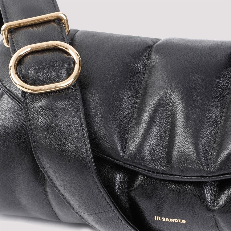 Shop Jil Sander Cannolo Black Nappa Leather Shoulder Bag