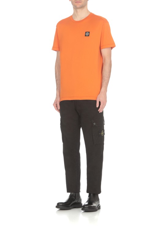 Shop Stone Island Orange Cotton Tshirt