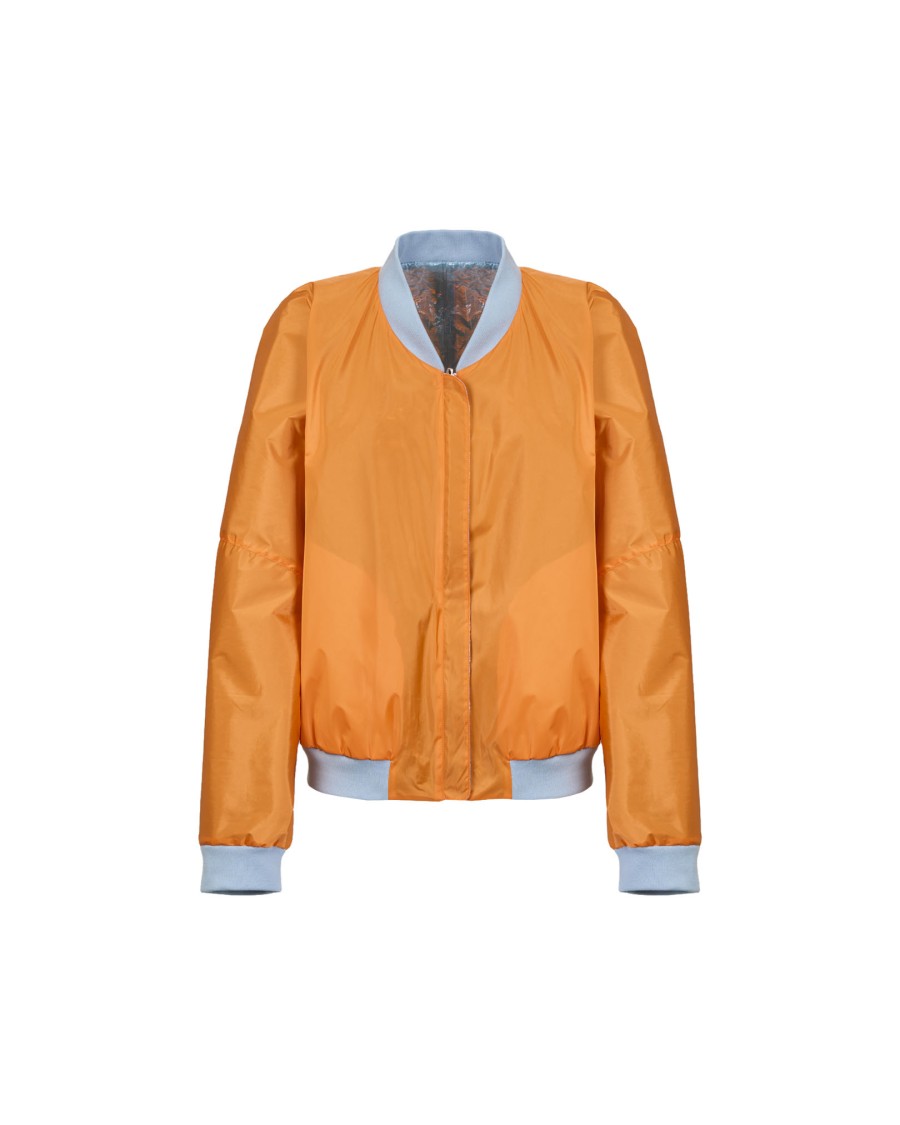 Takaturna Kinetic Bomber Jacket With Reversible Design And Elegant Rose Gold Zip In Blue