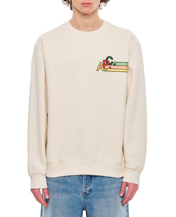 Shop Apc Spring Cotton Crewneck Sweatshirt In Neutrals