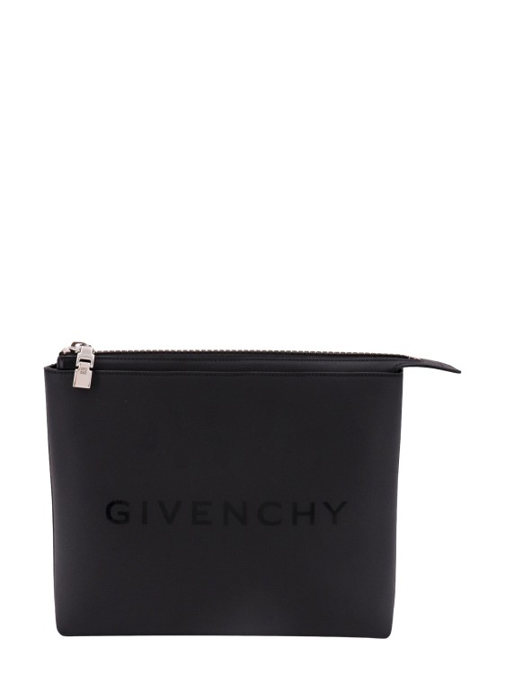 Shop Givenchy Coated Canvas Clutch With Logo Print In Black