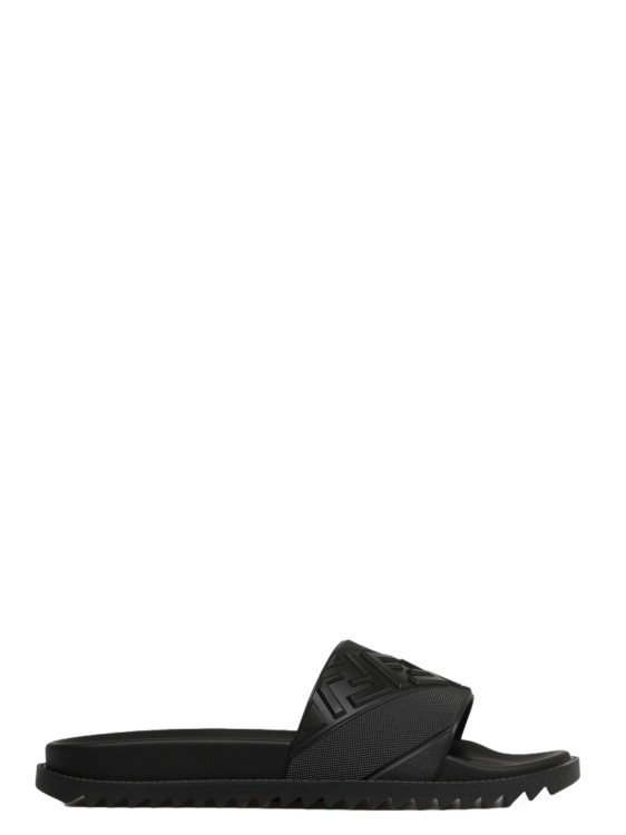 Shop Fendi Rubber Slides Sandal In Black