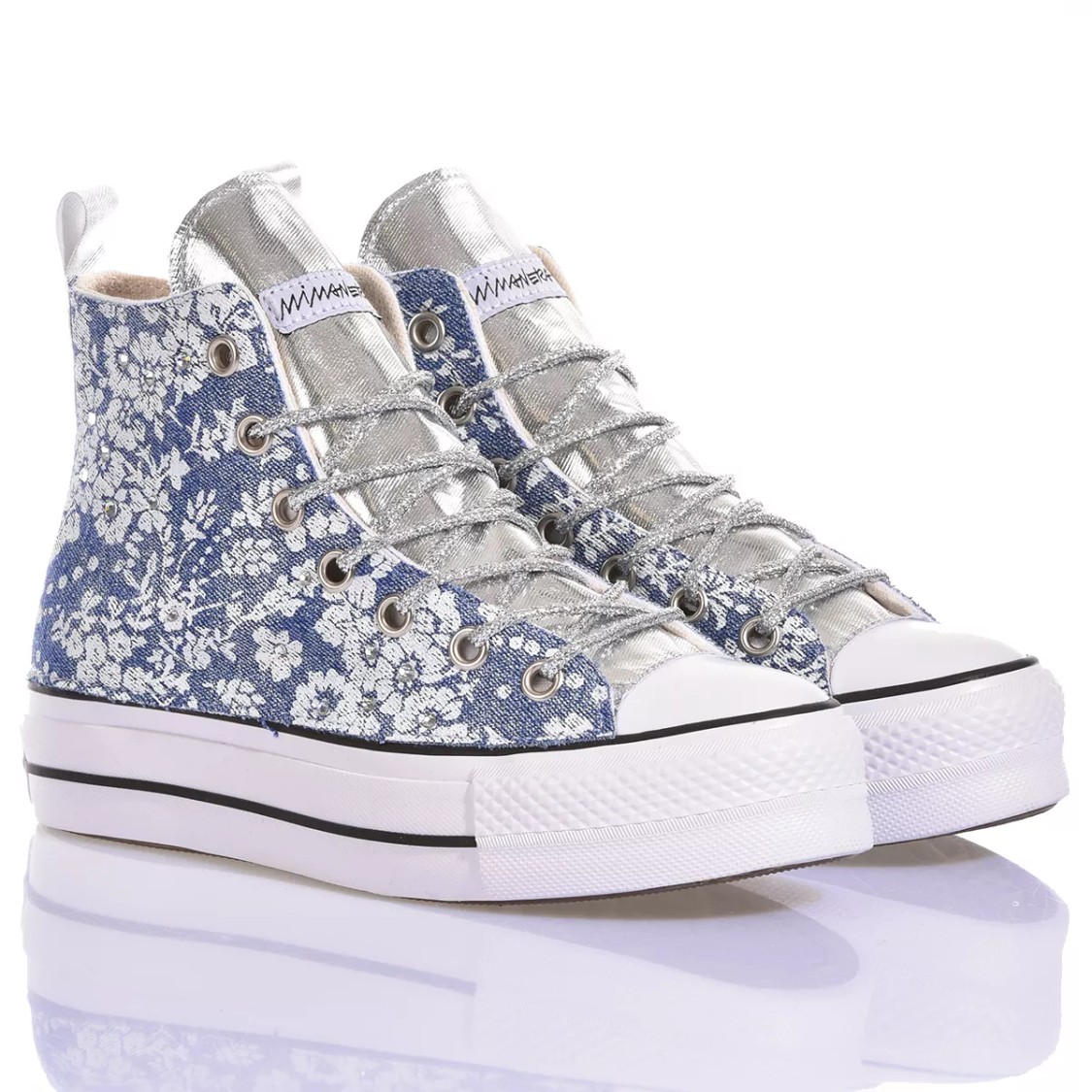 Converse Platform Sneakers In Silver Light Blue In White